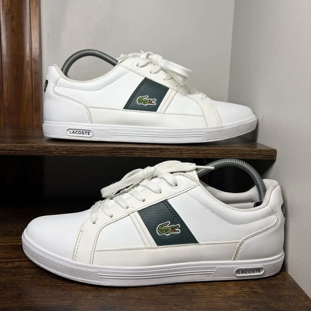 Size 8 - Lacoste Europa Trainers with Green Stripe Super Clean